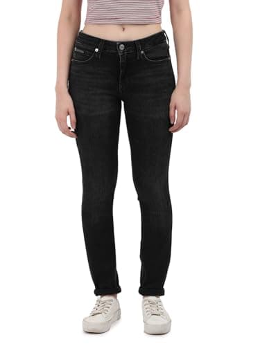Image of Calvin Klein Jeans Women's MID Rise Skinny J20J224021, Denim (Denim Black), 26W / 34L