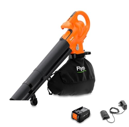 Image of Flymo 18V EasiBlowVac Cordless Leaf Blower & Vacuum – Lightweight & Powerful 3-in-1 Garden Tool for Blowing, Vacuuming & Mulching – Battery & Charger Included, Orange