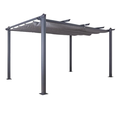 Image of Oseasons Acorn 4m Rectangular Aluminium Pergola Gazebo in Grey - Premium Outdoor Patio Canopy with Adjustable Louvres, Weatherproof Garden Shelter for Garden, Patio or Deck