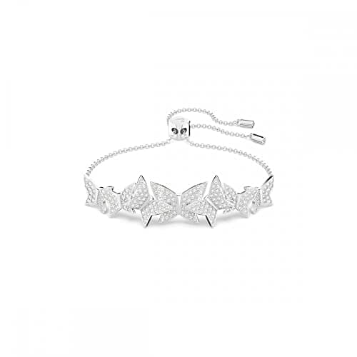 Image of Swarovski Lilia Adjustable Soft Bangle, Butterfly Design with Pavé Crystals in a Rhodium Plated Setting, from the Lilia Collection
