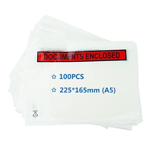 Image of PACK4YA Document Enclosed Wallets 225 x 165 mm A5 Peel and Seal Envelopes for Invoices, Packing Lists or Notes, Self Seal Packaging Packing Shipping Postage Pouches Bags (Pack of 100)