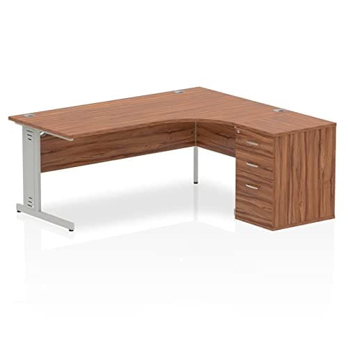 Image of I000651 - Dynamic Impulse 1800 Right Hand Wire Managed Workstation 600 Pedestal Bundle Walnut