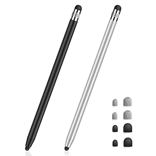 Image of MEKO Stylus Pens for Touch Screens, Universal Tablet Pen Capacitive 2 in 1 Stylus for iPhone/iPad/pro/Mini/Air/Samsung/Tablet/Switch (Black+Silver)