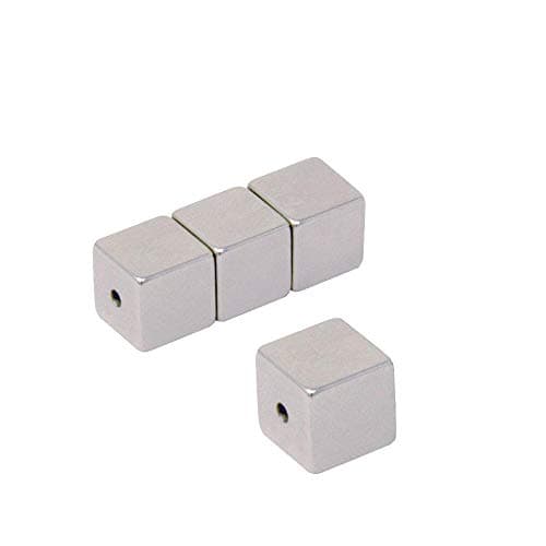 Image of Neodymium Halbach Array Magnet 10 x 10 x 10mm with 2mm hole through the poles (Pack of 4)