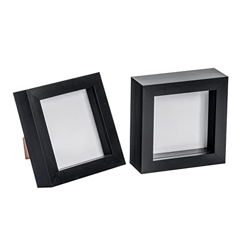 Image of Nicola Spring 3D Shadow Box Photo Frames - 4 x 4 (10 x 10cm) - Pack of 2 - Black 3D Photo Frame Picture Frame Box Small Square Display Case for Crafts, Keepsakes, Wedding, Graduation
