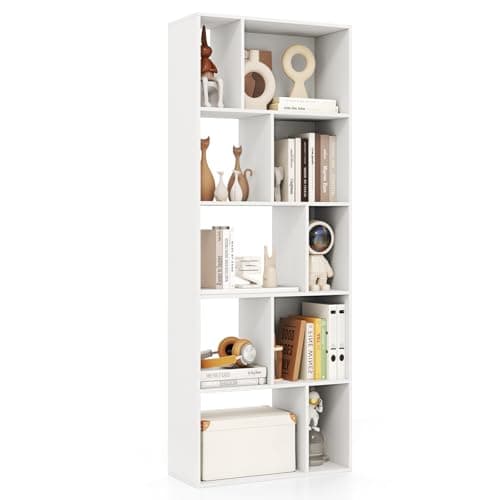 Image of COSTWAY 5-Tier Bookshelf, 159cm Tall Freestanding Storage Bookcase Cabinet with 10 Compartments, Display Rack Shelving Unit Cupboard for Study Living Room Office