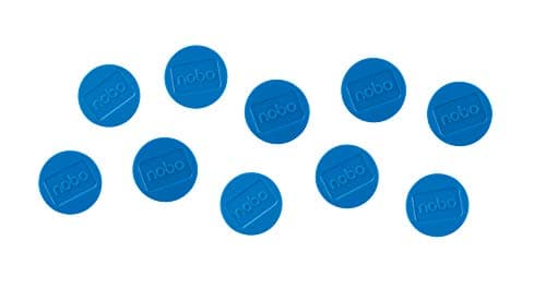 Image of Nobo Magnetic Whiteboard Magnets, 32 mm, Pack of 10, 1915299, Coloured, Blue, Small