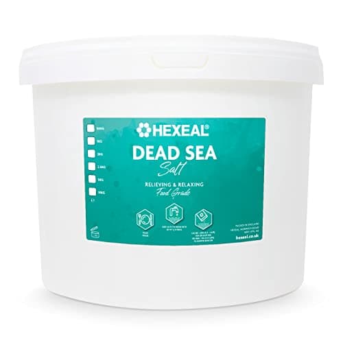 Image of Hexeal Dead Sea Salt 10kg – 10kg Bucket of Food Grade Coarse Dead Sea Salt for Soothing Baths, Beauty & Cosmetics – 100% Natural Salts for Bathing & Relaxation