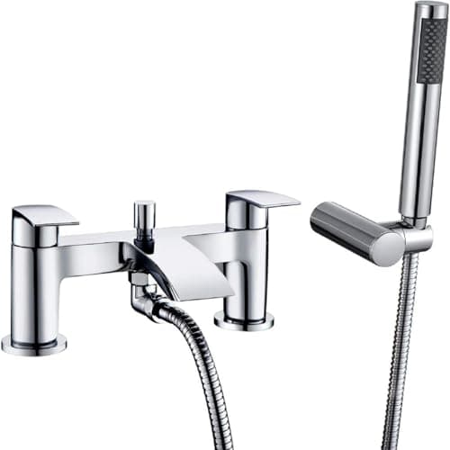 Image of Hapilife Bath Mixer Taps Waterfall with Handheld Shower Head Bathroom Bathtub Tap with Shower Attachment Deck Mount Chrome Brass Tub Taps Monobloc Dual Lever
