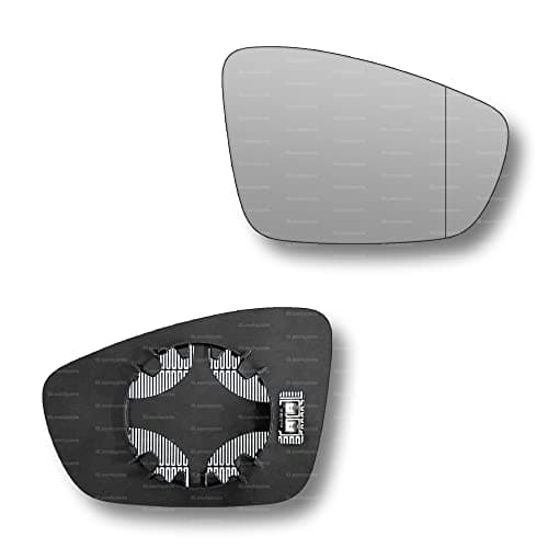 Image of Less4spares Replacement Wing Mirror Glass Right Compatible with VW Polo 2009-2017 CLIP-ON Driver Off side Heated with Blind Spot