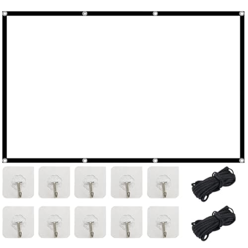 Image of 100 inch Projector Screen 16:9 HD 4K Wrinkle-Free | Portable Foldable Design Milk Silk Fabric with High Density for Indoor Home Theater, School Presentations & Office Meetings (100)