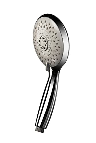 Image of Croydex Contour Four Function Large Shower Head - Chrome 125mm Diameter, Multi-Function Shower Handset with Saturating, Massage, Bubbling Sprays, Easy-Clean, Eco Water Saving Feature