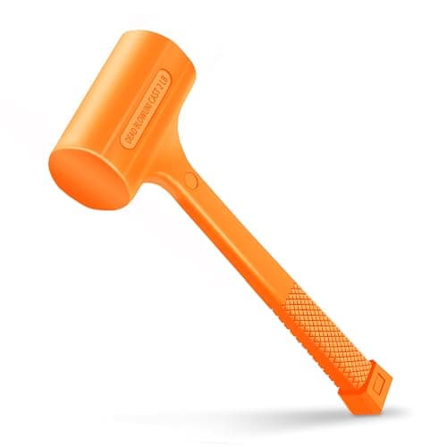Image of YIYITOOLS 2LB Dead Blow Hammer, Heavy Duty Unibody Molded, Dead-Blow with Steel Ball Shot Filled Head, Ergonomic Checkered Grip, Spark and Rebound Resistant, Orange, Ideal for DIY, Automotive