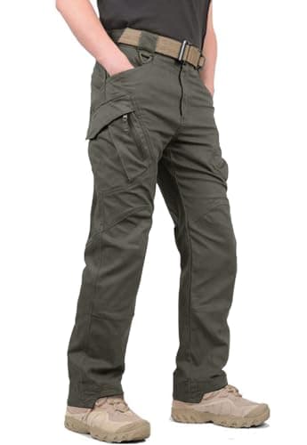 Image of KEFITEVD Men's Tactical Trousers Cargo Hiking Combat Pants with Multi Pockets, Green, 32