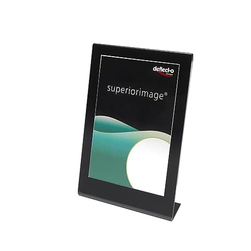 Image of Deflecto A4 Portrait Slanted Sign Holder, Black Frame, A4 Plastic Display Stand, A4 Menu Holders, Leaflet Display Stand, A4 Poster Holder