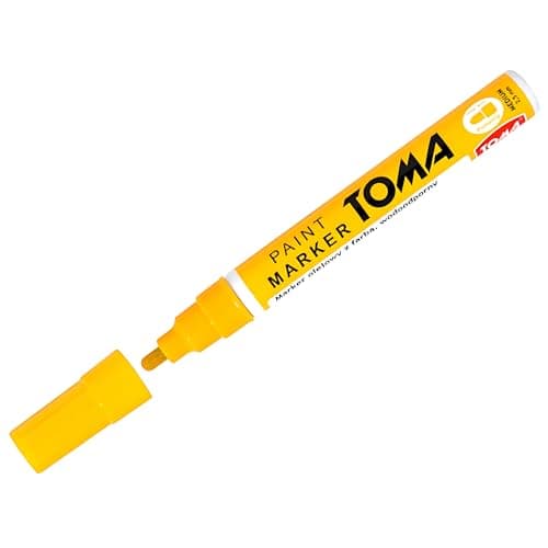 Image of SolaDirect Yellow Oil-Based Paint Marker Pen Permanent - 2.5mm Round Tip, Fast-Drying Waterproof Ink - Universal for Metal, Tyres, Plastic, Wood, Glass, Outdoor Marking, Workshop, Art, Crafts, DIY