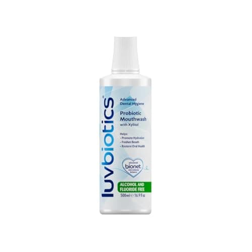 Image of Luv Biotics Alcohol & Fluoride Free Mouthwash with Oral Probiotics, Xylitol for Fresh Breath, Gum Health & Oral Microbiome Support-500ml