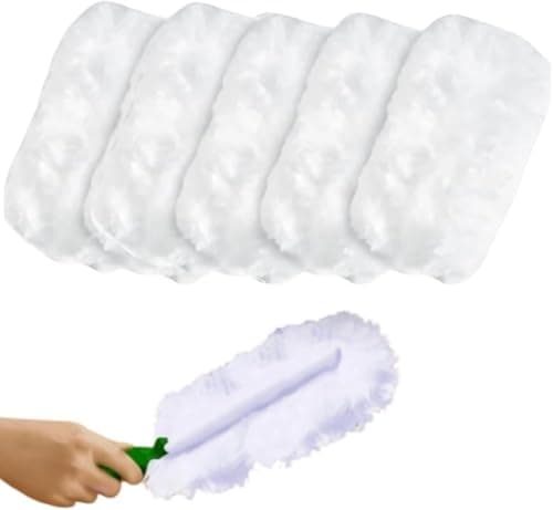 Image of Fluffy Duster Refills Compatible with Pledge Style Duster Handles Long Soft Fibres Trap Dust & Allergens White Replacement Heads Only (Pack of 5 Refills)