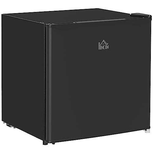 Image of HOMCOM 46 Litre Table Top Mini Fridge, Small Fridge with Ice Box, Reversible Door, Adjustable Temperature and Legs for Bedrooms, Home Office, Black