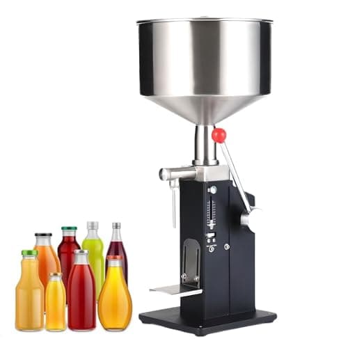 Image of Manual Paste Liquid Filling Machine 10-100Ml, Adjustable Bottle Filling Machine Filler Stainless Steel Liquid Filler with Hopper for Milk Water Juice Shampoo Honey 5-50ML
