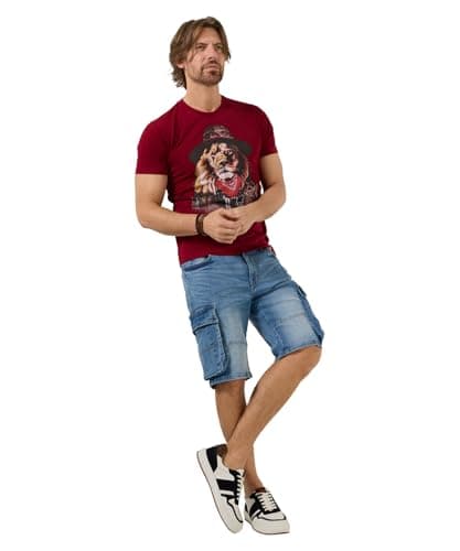 Image of Joe Browns Men's Lion Western Graphic Tee, Regular, Purple, UK XL