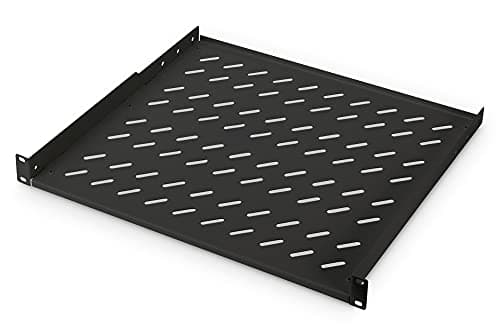 Image of DIGITUS Shelf for fixed installation - 19-inch - 1U - Front mounting - Load capacity 15 kg - For network and server cabinets - From 600 mm cabinet depth - Black