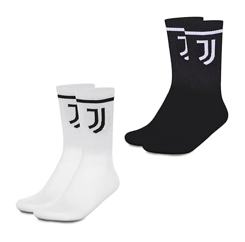 Image of hermet Juventus 2 Pairs Foam Socks - Pack of 2 - Sport Socks, Size 43/46, White Black, Official Product, White/Black, 43-46