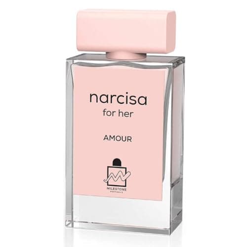 Image of MILESTONE Perfumes Narcisa For Her Amour Eau de Parfum for Women, Long Lasting Fragrance, 100ML, Elegant & Romantic Scent, Perfect for Day & Night, Soft & Inviting Aroma