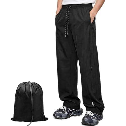 Image of Mayoii Waterproof Trousers Womens, Breathable Waterproof Overtrousers Womens, Lightweight Windproof Rain Over Pants with Pockets, Adjustable Waist & Leg (UK, Alpha, XS, Regular, Regular, Black)