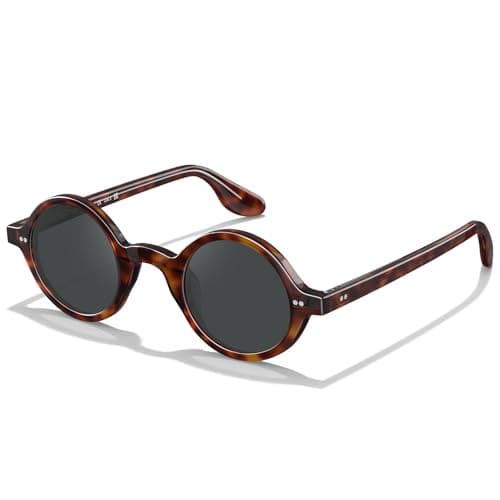Image of CARFIA Retro Round Polarised Sunglasses Mens, Italian Acetate UV400 Protection Ideal for driving, Party & Beach Trips CA2501