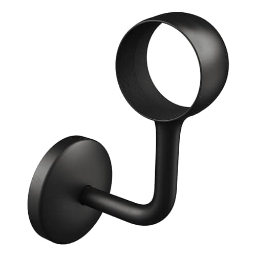 Image of Rothley Bannister Staircase Handrail Wall Bracket 40mm Diameter in Matt Black - Fitting with Covered Fixings for Home Interior Stair Rails
