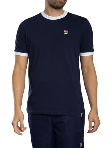 Image of FILA Men's Marconi Essential Ringer T-Shirt, Peacoat/White, XXL