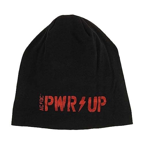 Image of AC/DC Beanie Hat PWR UP Band Logo Official Black Jersey Print One Size
