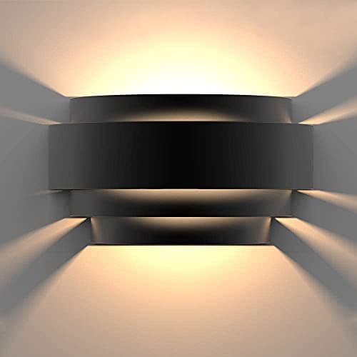 Image of Glighone LED Wall Lights Indoor Up Down Wall Lamp Modern Wall Sconce Lighting Black Uplighter Downlighter for Living Room Bedroom Corridor Hallway, Warm White (Bulb Include)