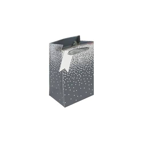 Image of Eurowrap Grey Stars Ombre Gift Bag With Gift Tag - Gift Bag for Him, Her, Christmas, Weddings, Birthdays, Father's Day - Birthday Gift Wrap Occasion Present - Small Size