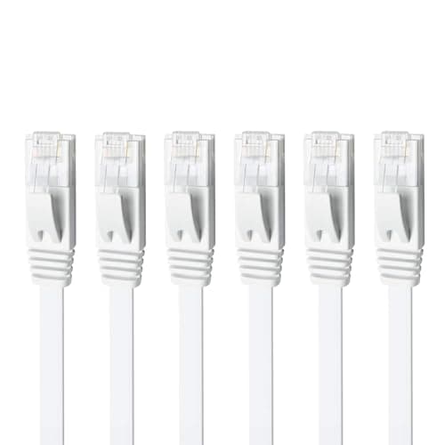 Image of Yauhody CAT 6 Ethernet Cable 0.5m 6Pack Network Cable High Speed CAT6 Ethernet Patch Leads Short Lan Cable CAT6 Gigabit Internet LAN Patch Cable for TV Gaming Router(6Pack White)