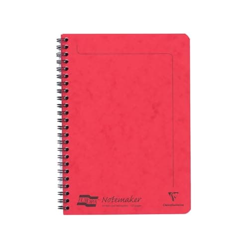 Image of Clairefontaine 4858Z - One Notemakers Europa Red Spiral Notebook - Size: A5 14,8x21 cm - 120 Detachable Ruled Pages - White Paper 90 g - Glossy Card Cover