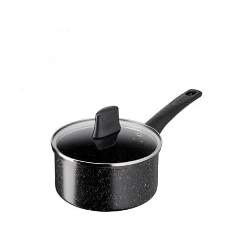 Image of Tefal Titanium Stone Saucepan 18 cm + Lid, High-Performance Non-Stick Durable Coating, Metal Safe, All Hobs Including Induction, Thermo-Signal, Black, E1052345