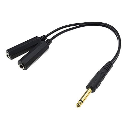 Image of The Lord of the Tools 6.35mm 1/4 Inch Mono Male to Dual Female Jack Sockets Audio Adapter Splitter Cable 30cm Conversion Extension Cord Gold-plated Plug