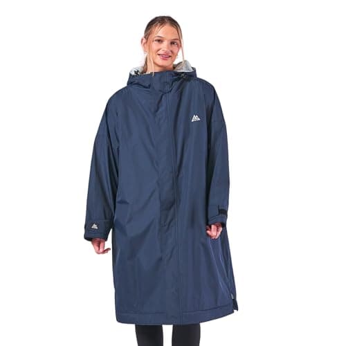 Image of onesnug Unisex Outdoor Changing Robe Long Sleeve Coat Windproof & Waterproof Robe with Hood For Beach Wild Swimming Surfing & Walking Oversized Quick Dry (S-M, Navy)