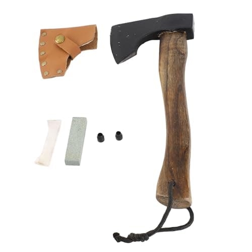 Image of KELFEEAO Camping Axe, Lightweight Small Outdoor Hatchet Wooden Handle Steel Backpacking Hatchet for Chopping Wood and Splitting Gardening Hand Tools