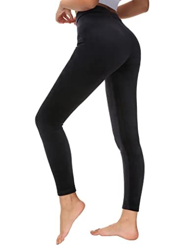 Image of Dolcevida Women Cozy Velour Legging High Waist Buttery Soft Warm Velvet Stretch Seamless Yoga Pant, Black, Large