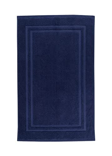 Image of La Maison 100% Cotton Super Soft and Absorbent Bath Mat Shower Mat 50cms x 80cms Hotel Frame Stripe Border (Navy)