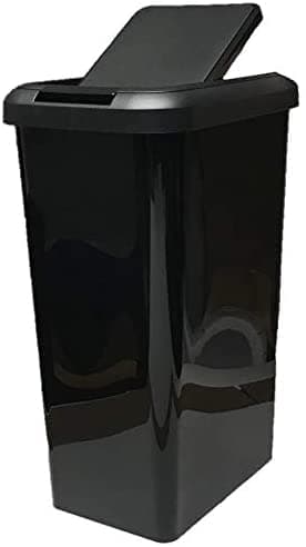 Image of Total Bins UK Limited Voga 45L Black - 2 in 1 Swing or Lift Top Lid Kitchen Bin – Sleek Rectangular Design With Function and Style Combined