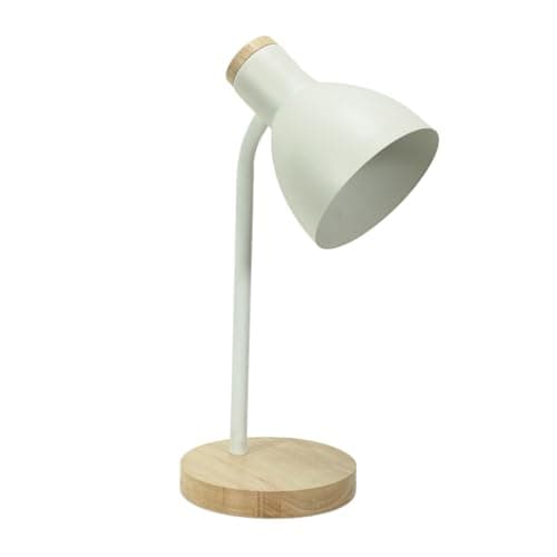 Image of ValueLights | White Metal Dome Shade Wooden Base Adjustable Task Reading Light Desk Lamp | Shades, Home Décor & Improvement Essential | Included LED Bulb | 19cm Shade Width