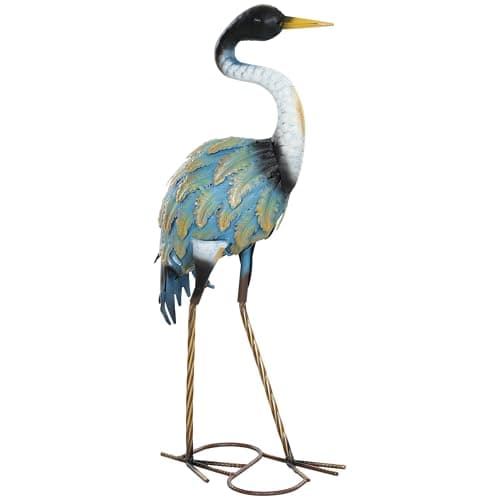 Image of Outsunny Heron Garden Statue, Standing Garden Ornament, Metal Garden Gift with Stakes for Patio Pond Landscape Decoration, Multi-Colour