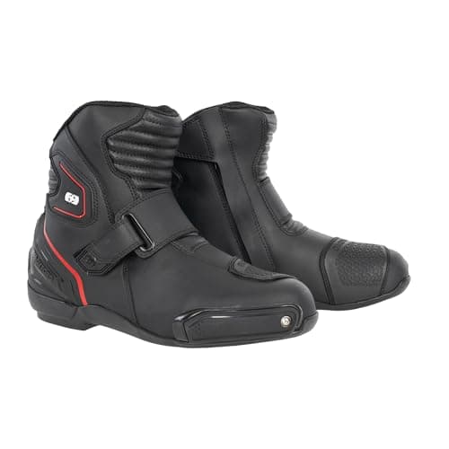 Image of Oxford Men's Omega Air Short Motorcycle Boots, Black/White/Red, UK 9 (EU 43)