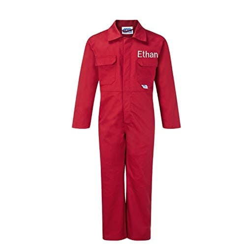 Image of Sew Sew Special Personalised Boys, Kids Boiler Suit Overall/Jumpsuit. (4-5 Years) Red