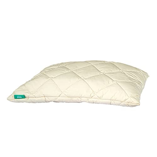 Image of WOOLROOM Deluxe Washable Kids Cot Pillow - Lovingly Handcrafted Skin-Friendly Baby and Travel Pillow - 100% British Wool For Natural Better Sleep - Hypoallergenic Thermoregulating Comfort - Champagne
