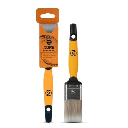Image of XOR8 Ergo Brush 1.5” (38mm) | Soft Grip Handle Paint Brush with Stainless Steel Ferrule & SRT Synthetic Filaments | Premium Paintbrush for Smooth & Precise Application, Orange
